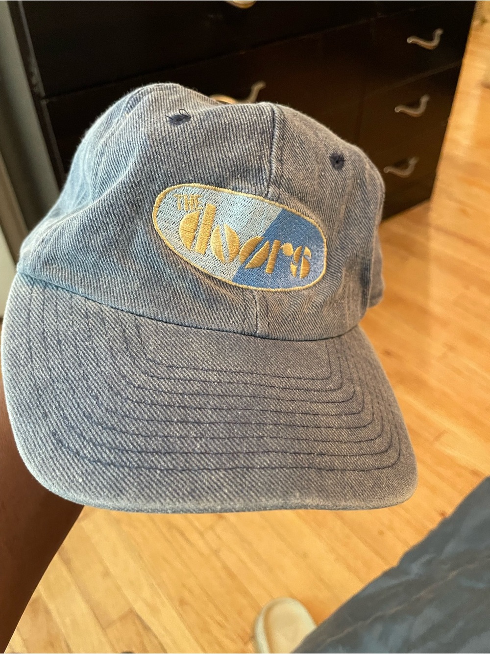 The Duyars Denim Baseball Cap - Light Blue with Yellow Logo
